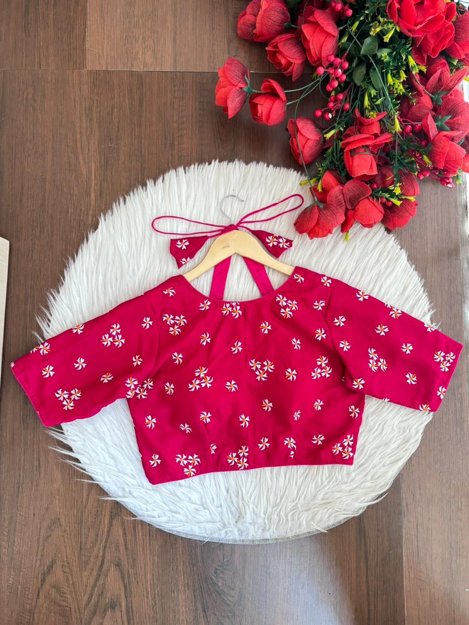 Pink Shiuli Masaba Style Vichitra Silk Blouse