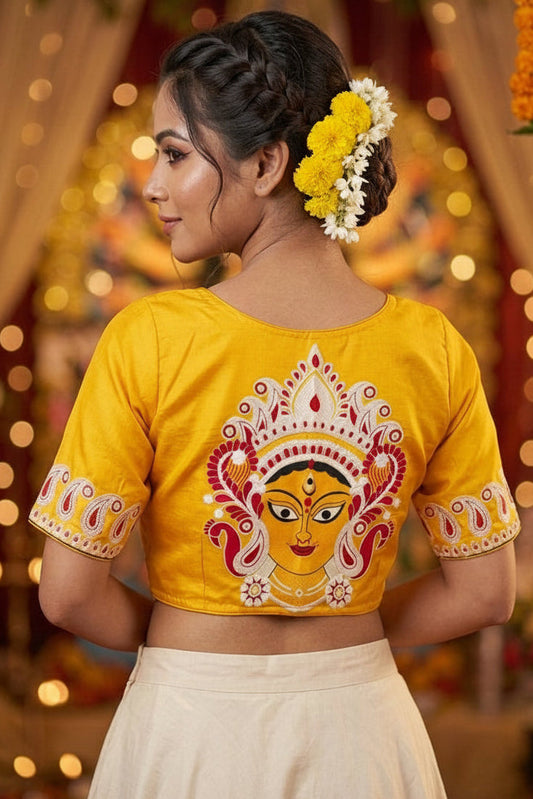 Agomoni - Traditional Designer Blouse(Yellow)