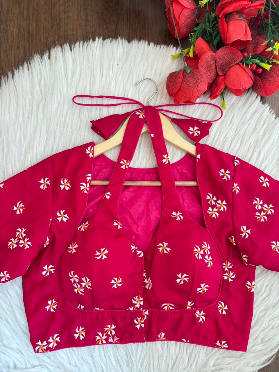 Pink Shiuli Masaba Style Vichitra Silk Blouse