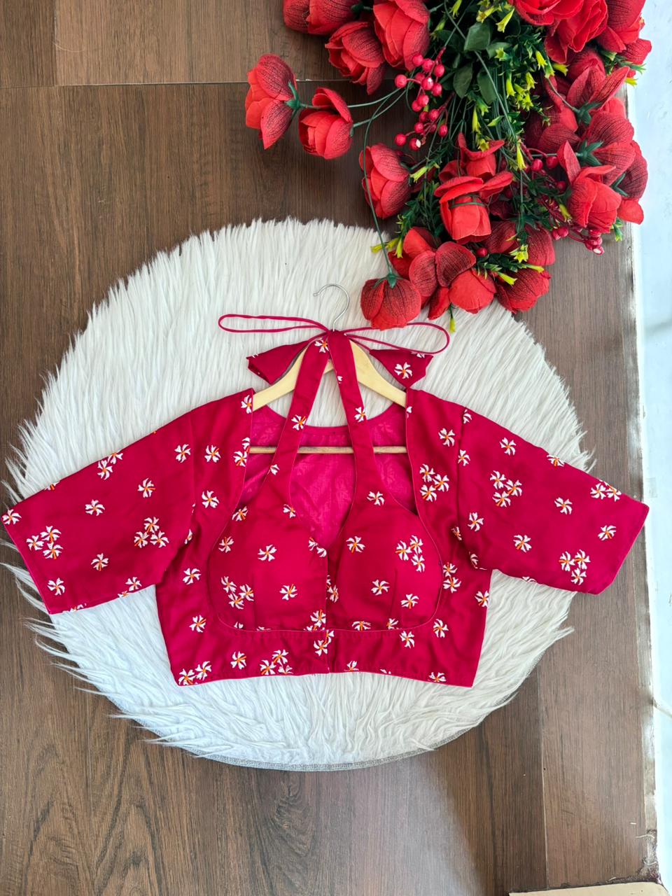 Pink Shiuli Masaba Style Vichitra Silk Blouse