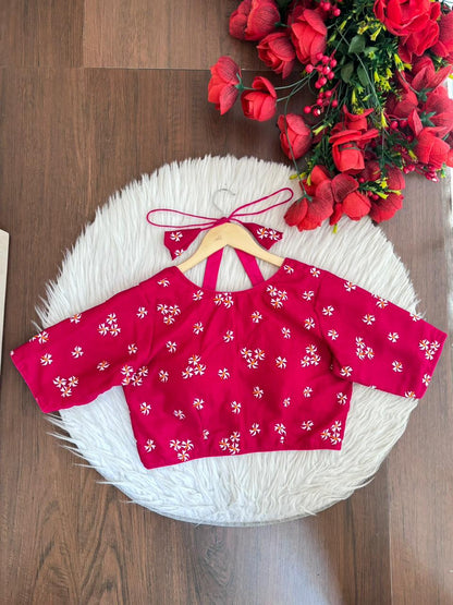 Pink Shiuli Masaba Style Vichitra Silk Blouse