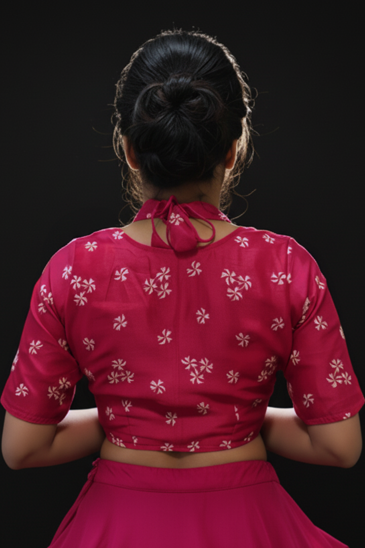 Pink Shiuli Masaba Style Vichitra Silk Blouse
